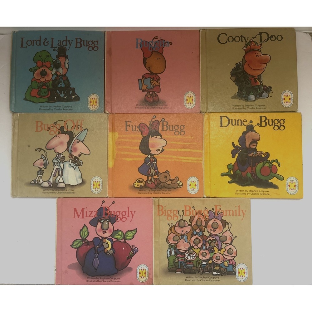 Lot of 8 Topsy Turvy Bugg Books 16 Stories Stephen Cosgrove Children's Vintage